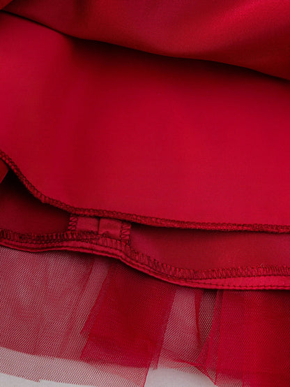 Wine Red Puffy Skirt for Baby