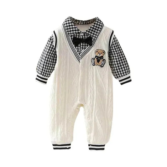 One-Piece Baby Romper Knitted Cartoon Bear Baby Boys