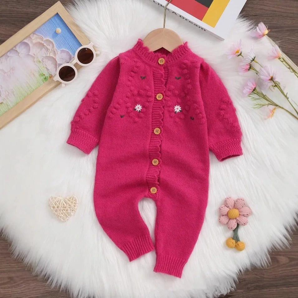 Newborn Baby Romper Knitted Infant Girl Jumpsuit Long Sleeve