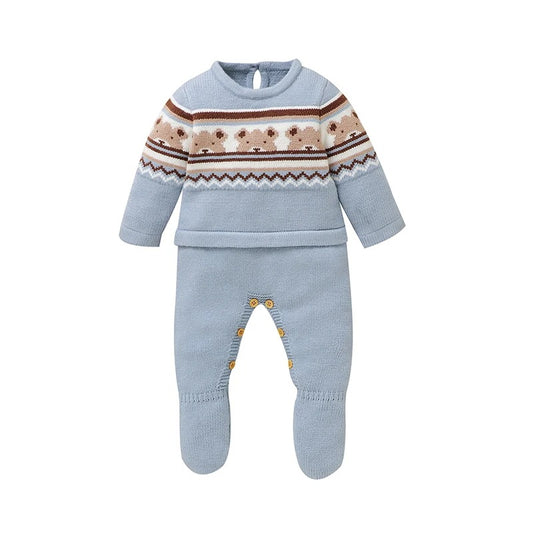 Cute Bears Newborn Boys Girls Jumpsuit Long Sleeve Foot Wrap.