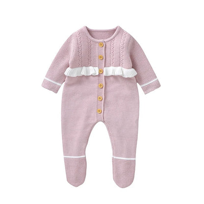 Fashion Ruffles Newborn Girls Jumpsuit Long Sleeve Overall Autumn Pantyhose Warm