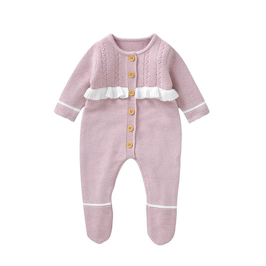 Fashion Ruffles Newborn Girls Jumpsuit Long Sleeve Overall Autumn Pantyhose Warm