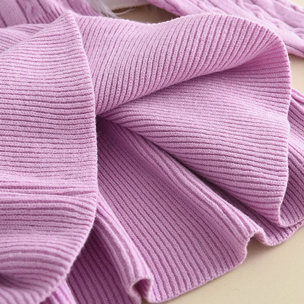 Knitting Wool Long Sleeve Dress Girls