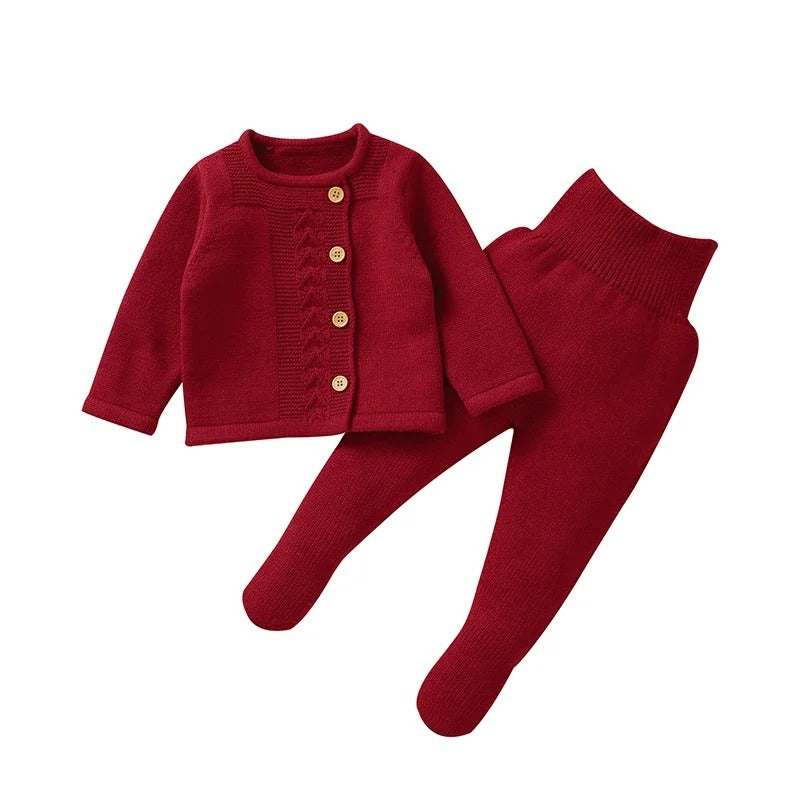 Baby Clothes Set Knit, warm Infant Sweater, Trousers, Leggings, Autumn.