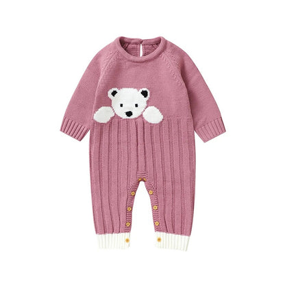 Baby Romper Knit Cute Cartoon Bear Newborn Girl Boy