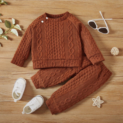 7 Colors Newborn Baby Girl Boy Clothes Set Solid Color Long Sleeves Top+Pants.