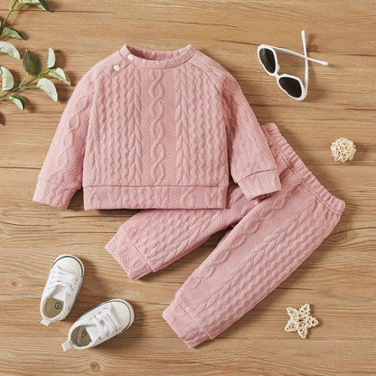 7 Colors Newborn Baby Girl Boy Clothes Set Solid Color Long Sleeves Top+Pants.