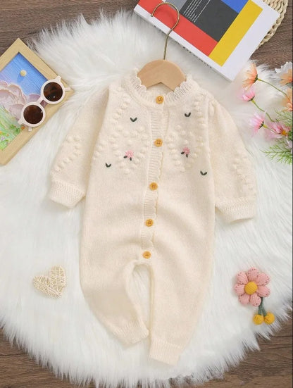 Newborn Baby Romper Knitted Infant Girl Jumpsuit Long Sleeve